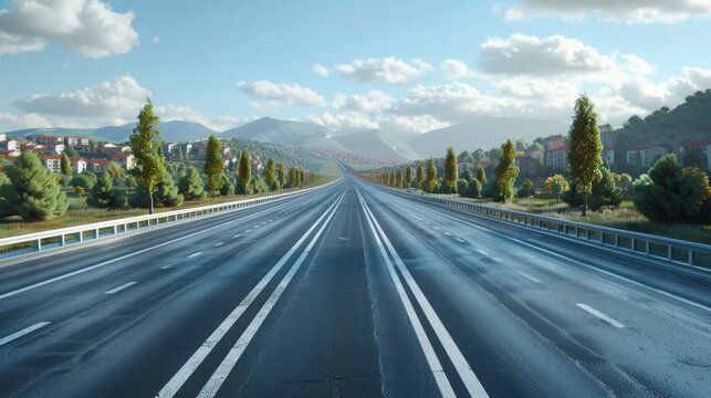 photorealistic highway on town background Generated with Ai tools