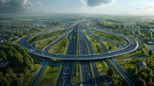 photorealistic highway on town background Generated with Ai tools