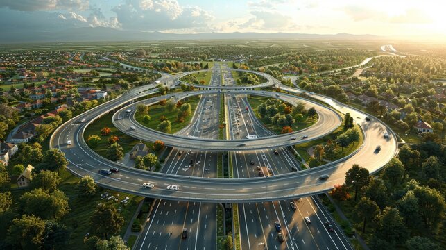 photorealistic highway on town background Generated with Ai tools