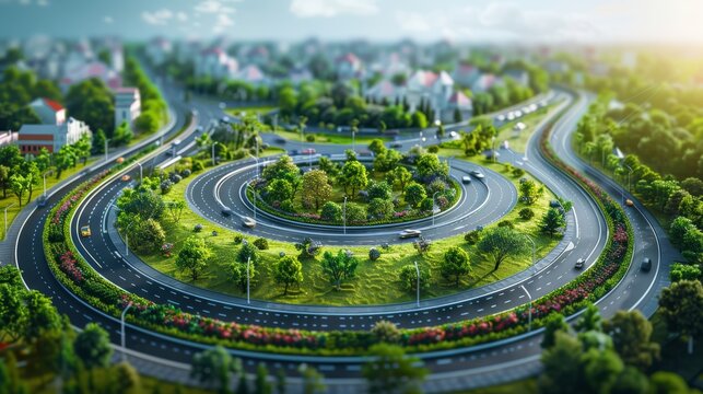photorealistic highway on town background Generated with Ai tools