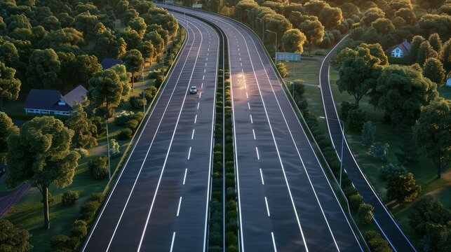 photorealistic highway on town background Generated with Ai tools