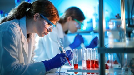 Lab Technicians Analyzing Chemical Samples