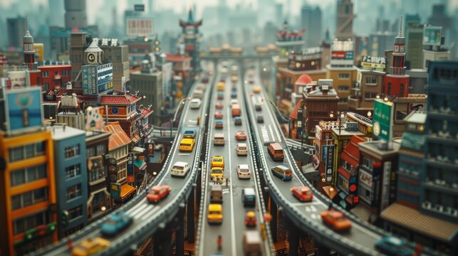 photorealistic highway on town background Generated with Ai tools