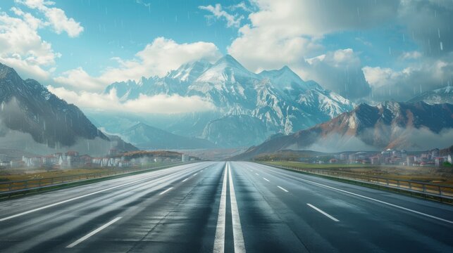 photorealistic highway on town background Generated with Ai tools