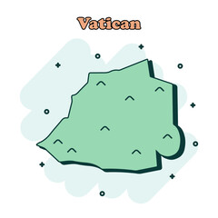 Vatican cartoon colored map icon in comic style. Country sign illustration pictogram. Nation geography splash business concept.