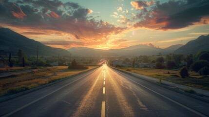 Naklejka premium photorealistic highway on town background Generated with Ai tools