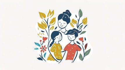 Obraz premium celebrating happy mother's day with arms holding each others and be surrounded by carnation flowers.VECTOR