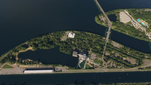 Top aerial view of the Circuit Gilles Villeneuve in Montreal. Canada