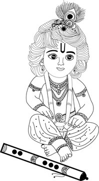 Hindu God Shree Krishna Vector Stock Photo
