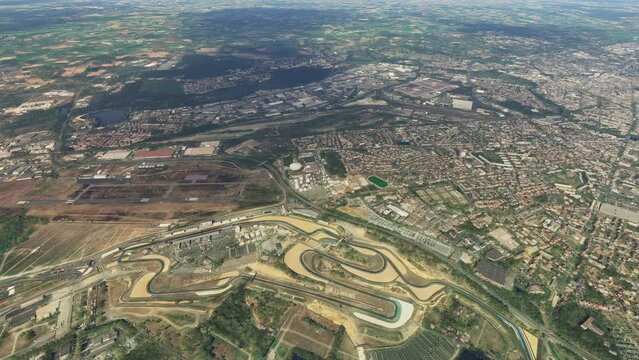 Top aerial view of the Bugatti Circuit in Le Mans. France