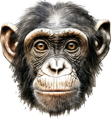 monkey head isolated on white or transparent background,transparency