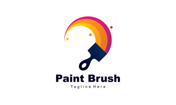 Brush and paint with full color with minimalist design style logo