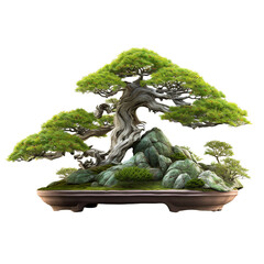 illustration of a bonsai tree presente, Isolated on transparent PNG background, Generative ai