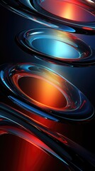 Vertical background with fluid, glossy illuminated circles against a dark background