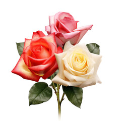 Three Vibrant Roses in Full Bloom png