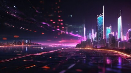 Fototapeta na wymiar advanced city background with purple color cyberpunk concept