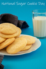 Delicious sugar cookies on wooden table, closeup