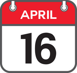 16 April Calendar. April Calendar Vector Eps 10 illustration. 