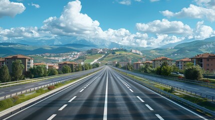 Obraz premium photorealistic highway on town background Generated with Ai tools