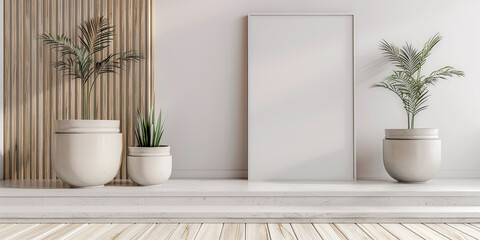 Elegant minimalist interior design with copyspace in earthy tones