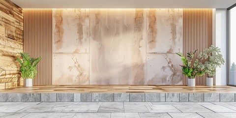 Elegant minimalist interior design with copyspace in earthy tones