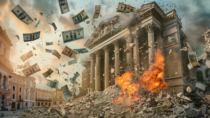 Fiery Destruction of Financial Buildings