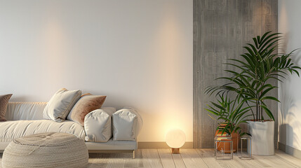 Fototapeta na wymiar Elegant minimalist interior design with copyspace in earthy tones