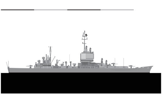 gray warship side view on black clip art preview