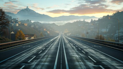Obraz premium photorealistic highway on town background Generated with Ai tools