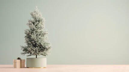 A minimalist Christmas tree on a minimalist space