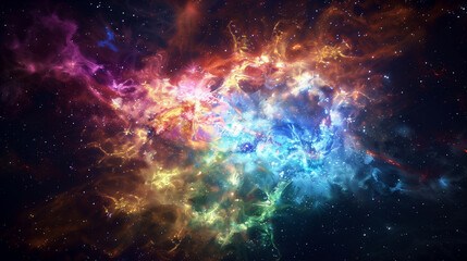 Fototapeta premium Vibrant Cosmic Nebula and Colorful Starfield in Deep Space