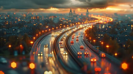 photorealistic highway on town background Generated with Ai tools