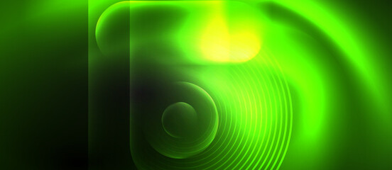 a green and yellow swirl on a black background High quality