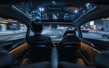 Autonomous vehicle interior environment,created with Generative AI tecnology.