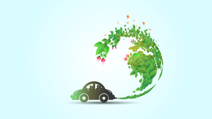 Green modern World environment day. Save earth. Renewable energy and Sustainable clean green eco technology development.
