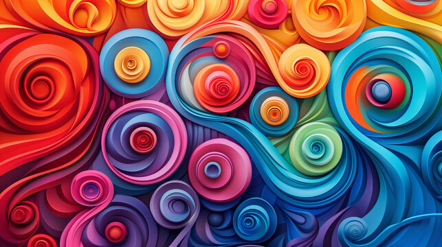 Abstract background images with bright colors gradients and cheerful shapes. Expressing happiness.