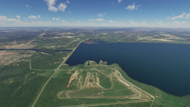Aerial view of the International circuit of Termas de Rio Hondo in Santiago del Estero. Argentina