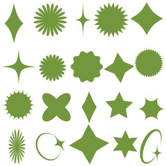 Brutalism shapes. Brutalism star and flower shapes. For modern T-shirts designed. Stars, starburst . Vector illustration - obrazy, fototapety, plakaty