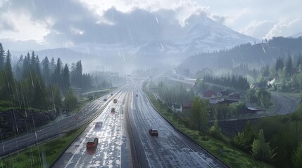 photorealistic highway on town background Generated with Ai tools