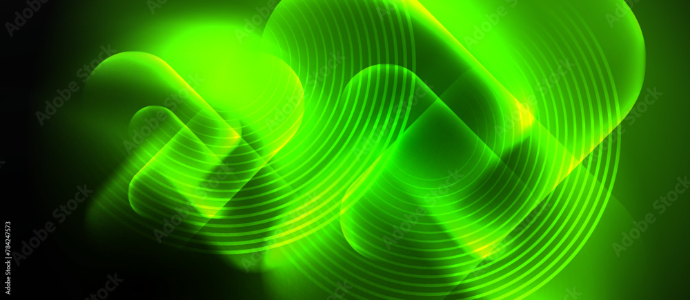 Poster a neon green wave illuminates the black background, creating a mesmerizing visual effect. the symmet