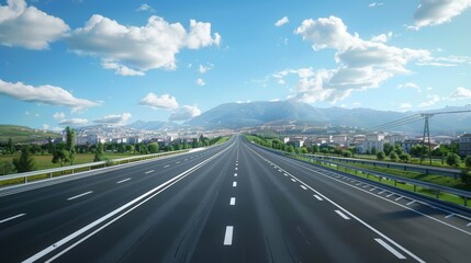 photorealistic highway on town background Generated with Ai tools
