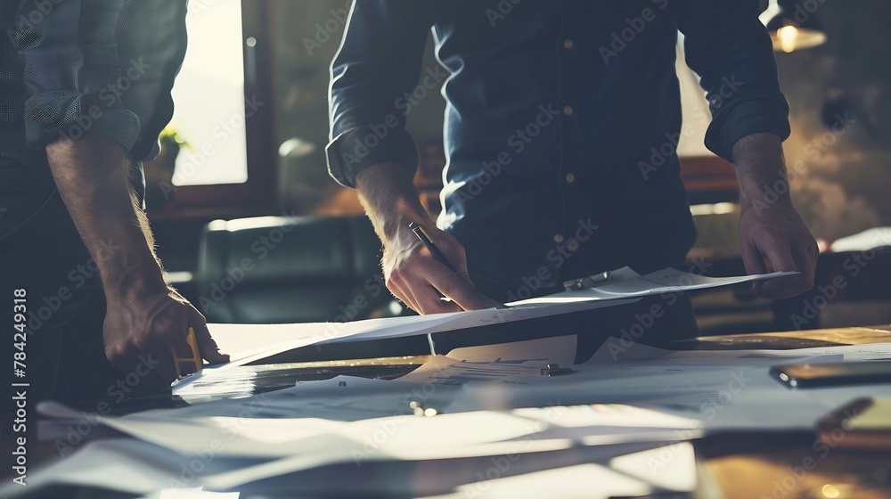 Poster generative ai : businessmen working together on projects
