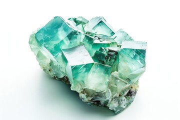 Fototapeta premium Generative AI : beryl crystal mineral gem beads sample on white background.