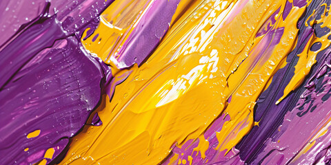 Abstract thick purple and yellow brush strokes background - obrazy, fototapety, plakaty