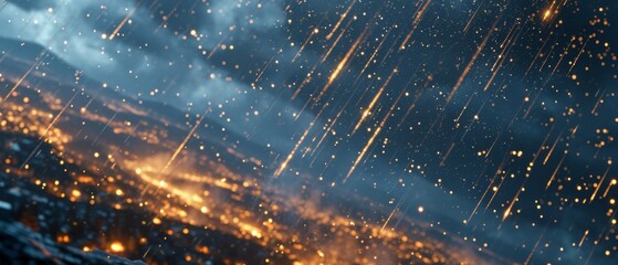 Meteor shower at night Generative AI - obrazy, fototapety, plakaty