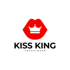 KISS KING CROWN LIPS LOGO NEGATIVE SPACE VECTOR ICON ILLUSTRATION