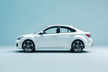 3D Rendering: Illustration of a White City Car on a White Background