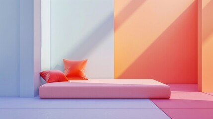 Colorful and minimalist interior design.