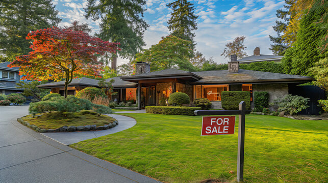  a beautiful Asian Style mid century single family home with mature trees in a upper scale neighborhood with professional looking a real estate agent