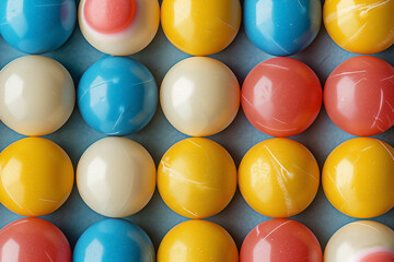 Colorful bubblegum narrow on solid background